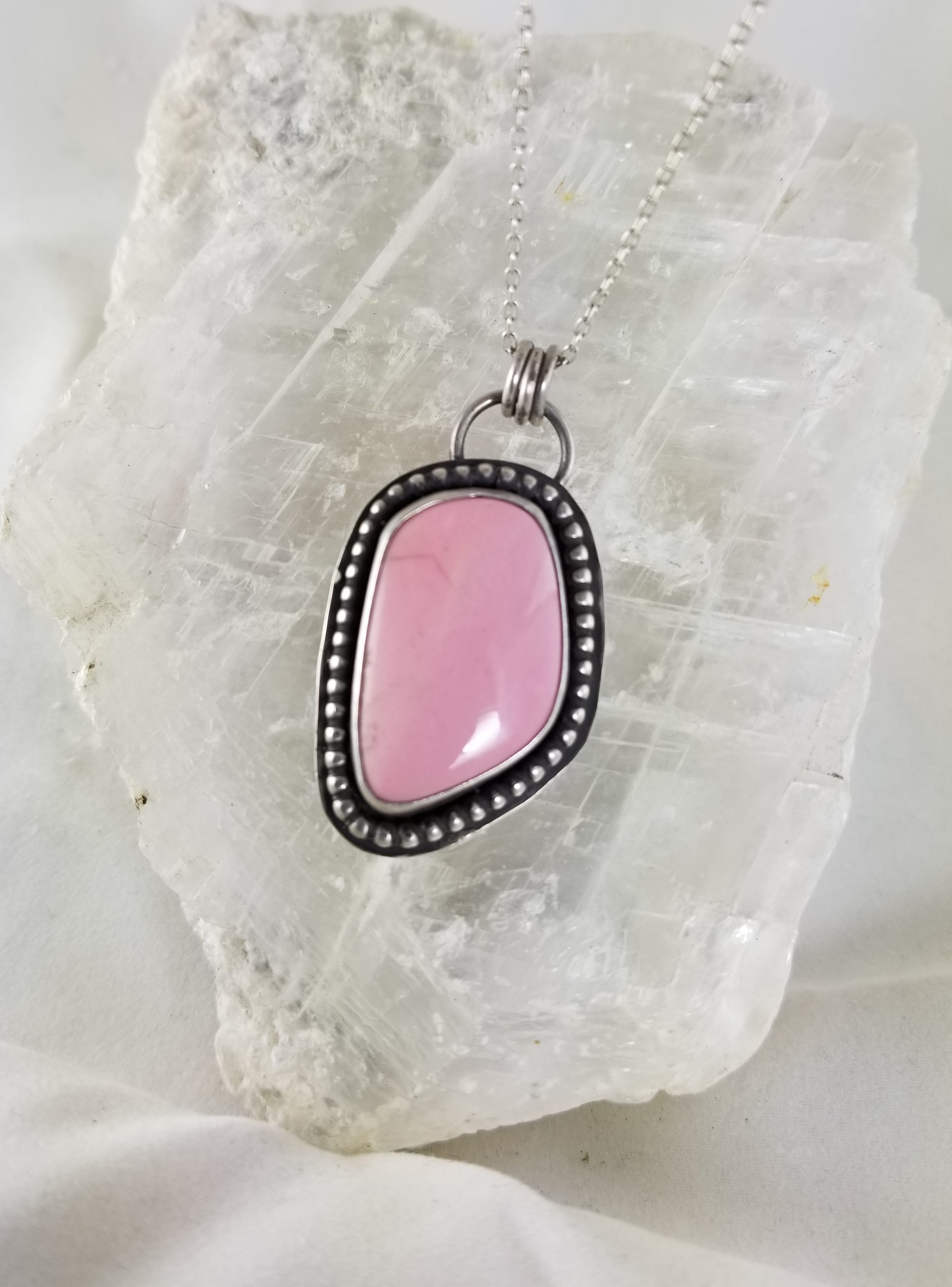 Australian Pink Opal wrapped in sterling silver – Olivia's Forest